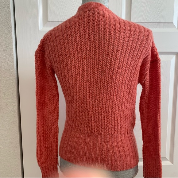 .OUNCE button down sweater size S light rust color semi-cropped v-neck - Picture 6 of 13